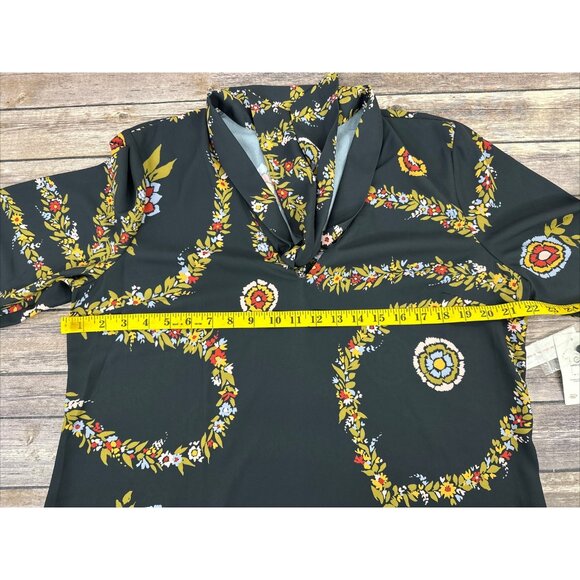 ModCloth Top Blouse Womens Size XL Gray Floral Long Sleeve Front Tie BOHO New - Picture 13 of 15